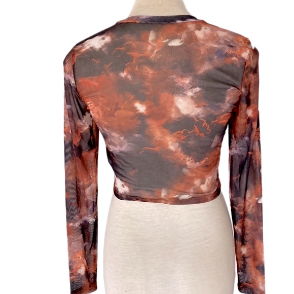 VALLEYGIRL mesh long sleeve top cropped Angel Heaven print - Picture 6 of 9